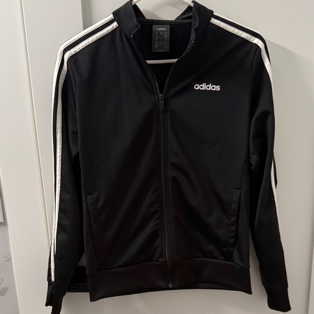 Adidas Black and White Zip-Up Jacket